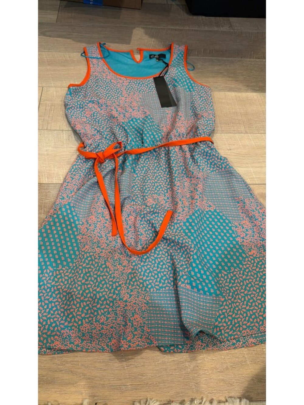 C.Luce Womens Teal Orange Dress New Small